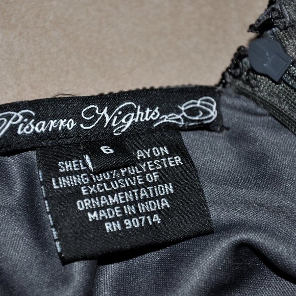 Pissaro Nights Gray/Black Sleeveless Sapphire Sequin Beaded Gatsby Flapper Gown - Picture 9 of 10